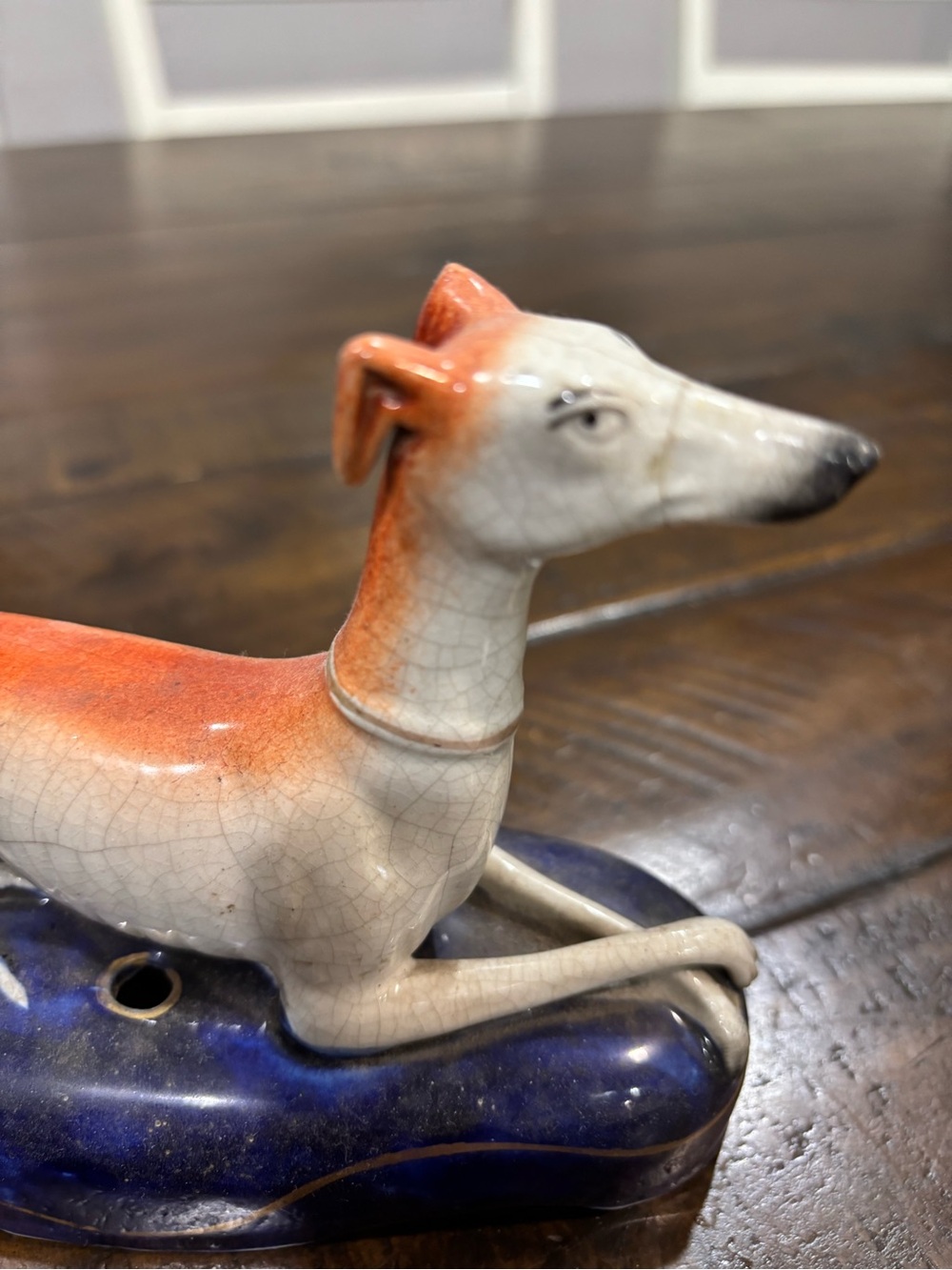 Antique Staffordshire Ceramic Greyhound Figurine ink well or pen holder - Picture 3 of 14